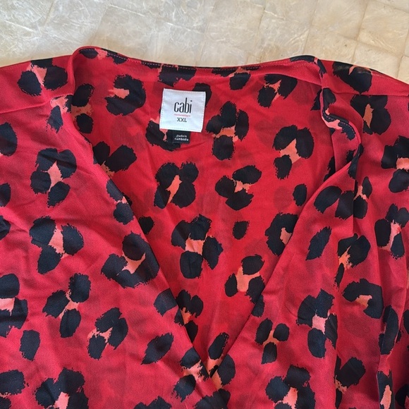 Cabi Siren Wrap Dress Size XXL NEW leopard print midi maxi burgundy red cheetah - Picture 8 of 10